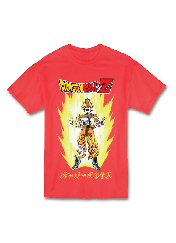 men's athletic fit t-shirts -Dragon Ball Z - Super Saiyan Son Goku Men's Red T-Shirt