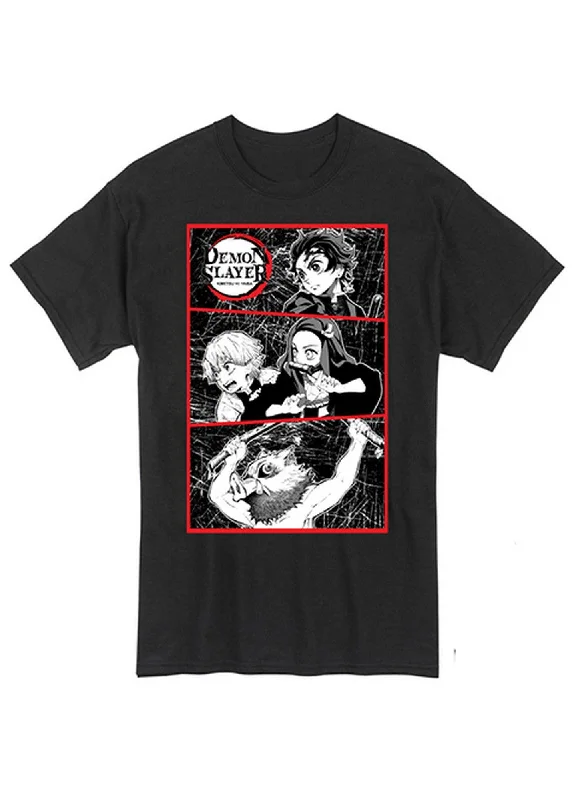 men's cool summer t-shirts -Demon Slayer - Group Gritty Panels T-Shirt