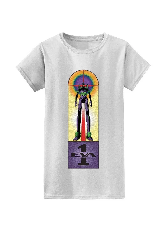 men's oversized graphic t-shirts -Evangelion New Movie - Unit 01 Stained Glass Jrs T-Shirt