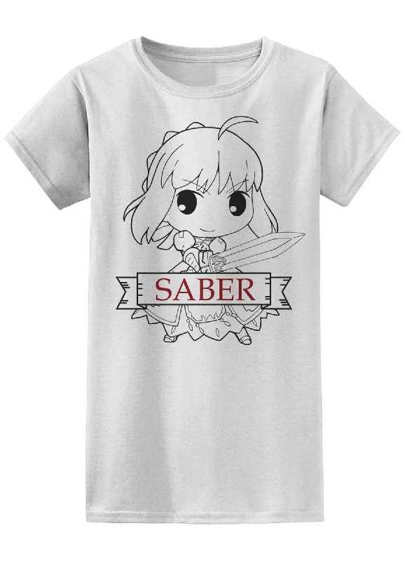 men's simple cotton t-shirts -Fate/stay night - SD Saber Jr Screen Print T-Shirt