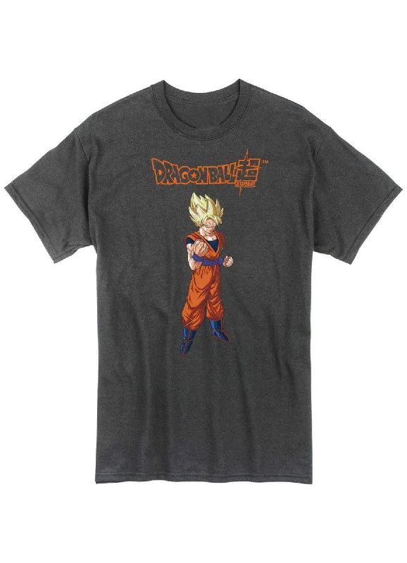 men's cool summer t-shirts -Dragon Ball Super - Super Saiyan Son Goku With Fist Front Men's Screen Print Charcoal T-Shirt