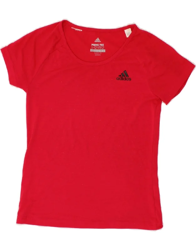 men's short-sleeve cotton t-shirts -ADIDAS Boys Climalite T-Shirt Top 11-12 Years Red