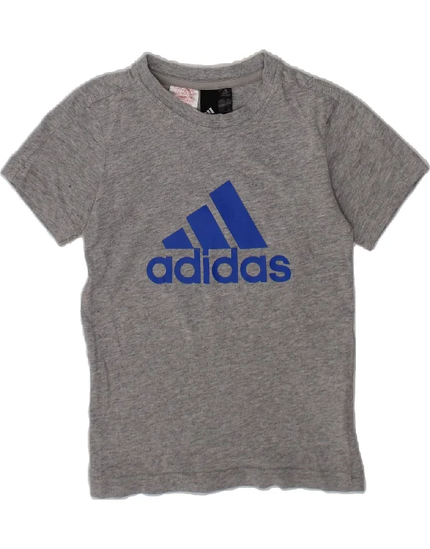 men's breathable t-shirts -ADIDAS Boys Graphic T-Shirt Top 4-5 Years Grey