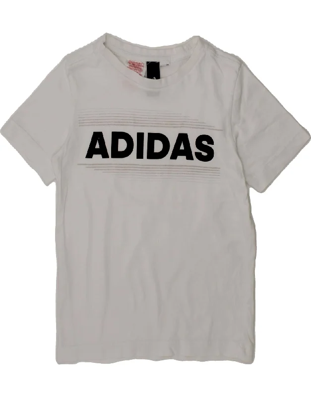 men's athletic graphic t-shirts -ADIDAS Boys Graphic T-Shirt Top 7-8 Years White