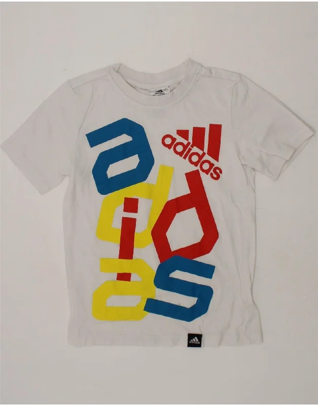 men's cool summer t-shirts -ADIDAS Boys Graphic T-Shirt Top 7-8 Years White Cotton