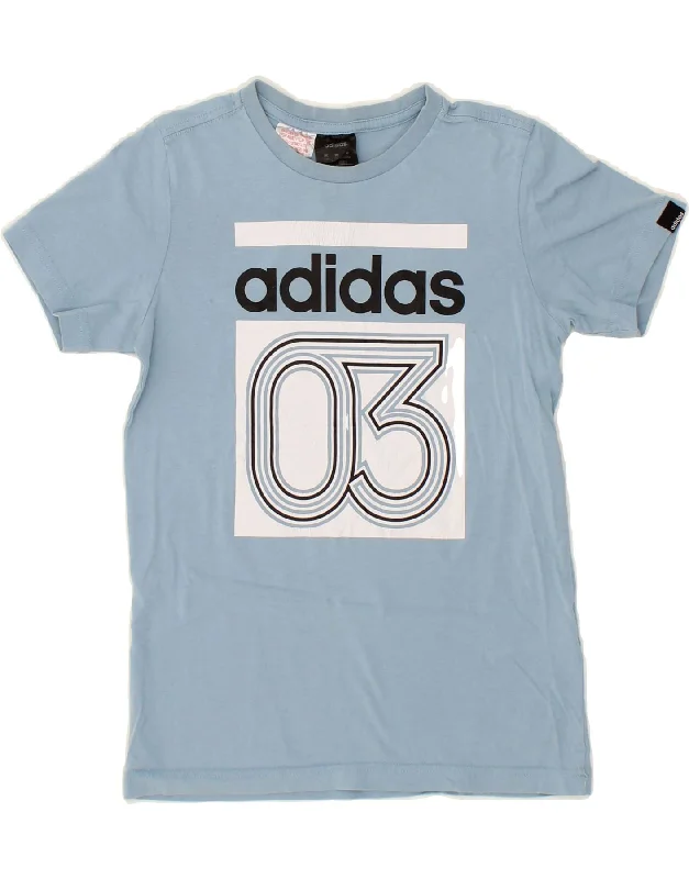 men's relaxed fit graphic t-shirts -ADIDAS Boys Graphic T-Shirt Top 9-10 Years Blue Cotton