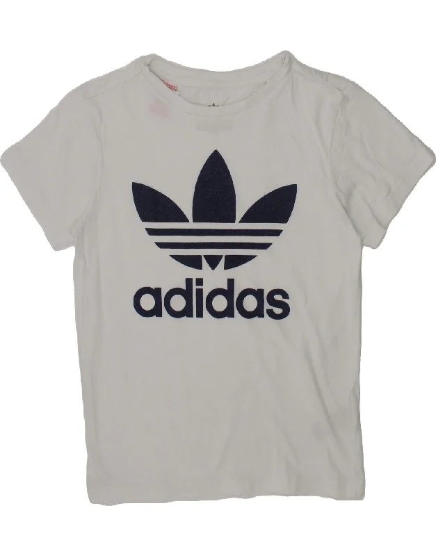 men's cotton t-shirts for summer -ADIDAS Boys Graphic T-Shirt Top 9-10 Years White Cotton