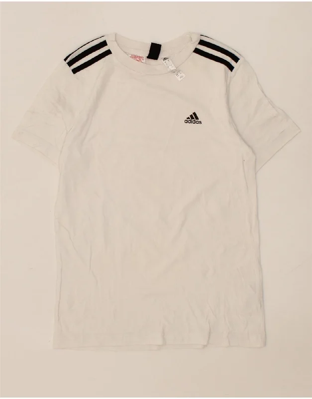 men's cool summer t-shirts -ADIDAS Boys T-Shirt Top 11-12 Years White Cotton