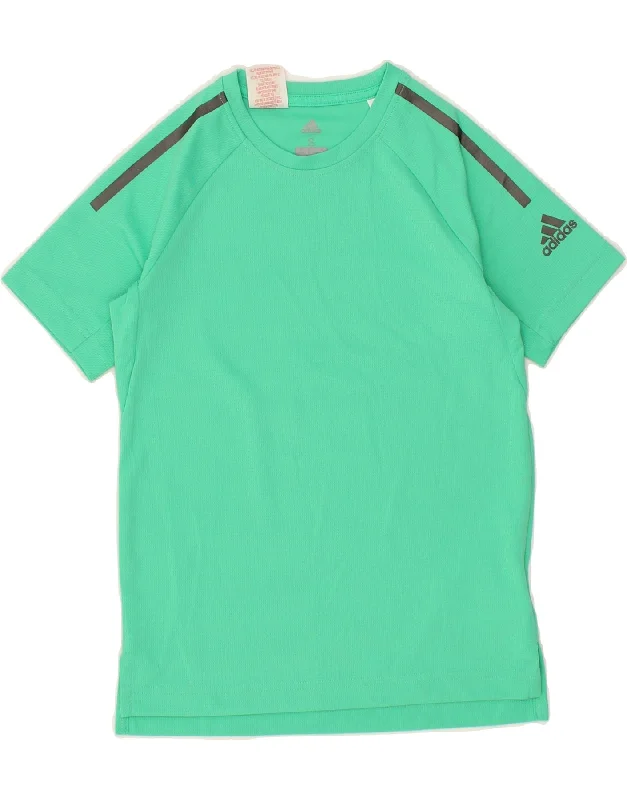 men's simple cotton t-shirts -ADIDAS Boys T-Shirt Top 9-10 Years Small  Green Polyester