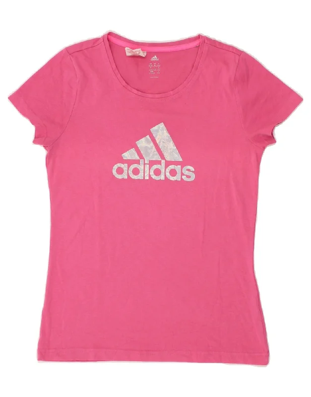 men's oversized t-shirts -ADIDAS Girls Graphic T-Shirt Top 14-15 Years Pink