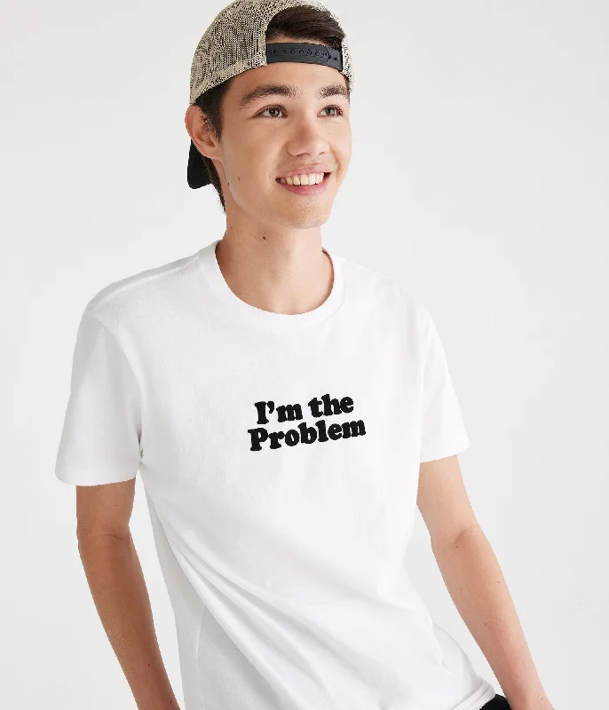 men's high-quality graphic t-shirts -Aeropostale I'm The Problem Flocked Graphic Tee