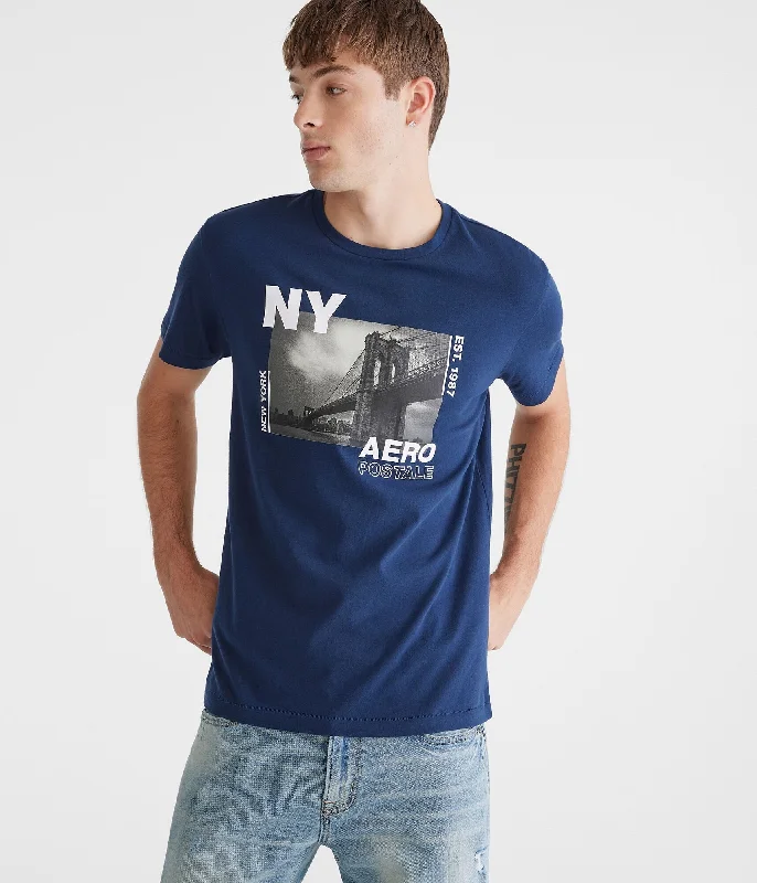 men's athletic fit t-shirts -Aeropostale Ny Brooklyn Bridge Graphic Tee