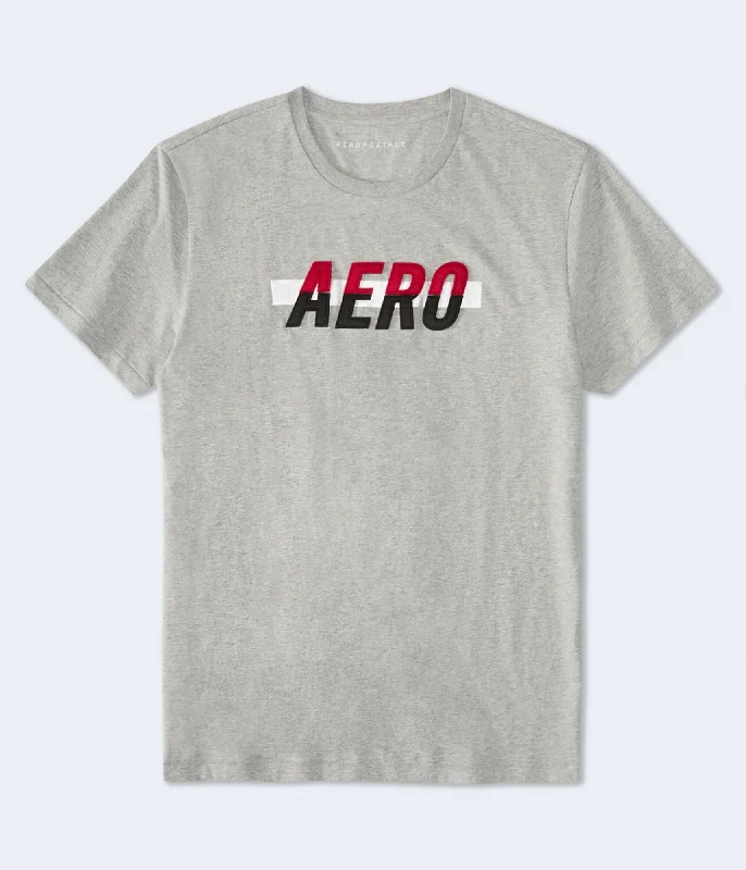 men's relaxed fit t-shirts -Aeropostale Split Appliqué Graphic Tee