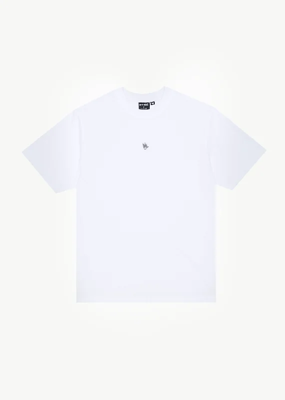 men's basic white t-shirts -AFENDS Mens Flame - Retro T-Shirt - White / Blue