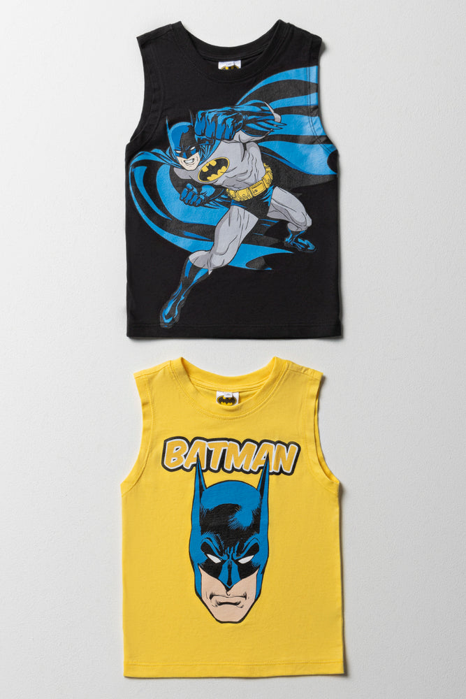 men's modern design t-shirts -Batman 2 Pack Sleeveless T-Shirts Black & Yellow