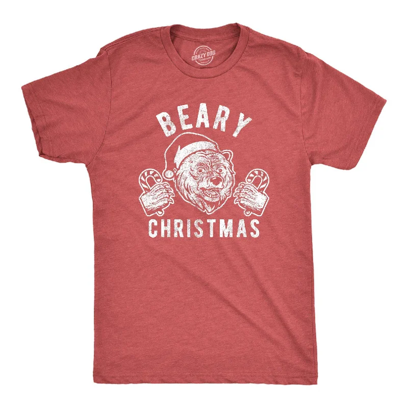 men's striped t-shirts -Beary Christmas Men's T Shirt