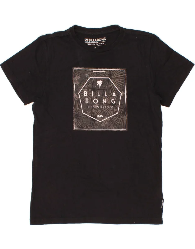 men's fashion-forward t-shirts -BILLABONG Boys Graphic T-Shirt Top 11-12 Years Black Cotton