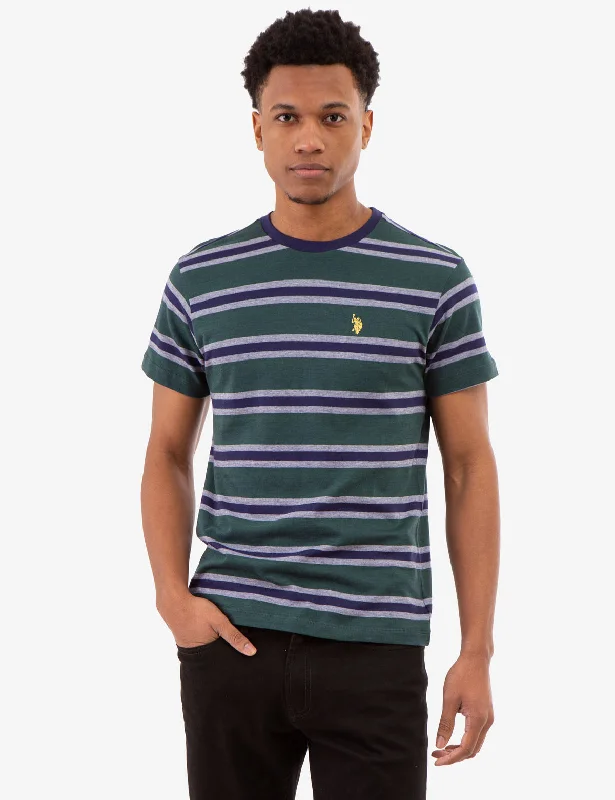 men's slogan t-shirts -BIRDSEYE STRIPE JERSEY T-SHIRT