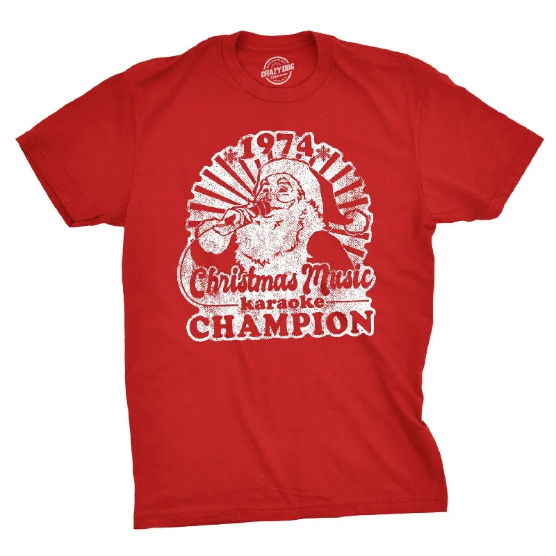 men's basic white t-shirts -Christmas Music Karaoke Champion Men's T Shirt