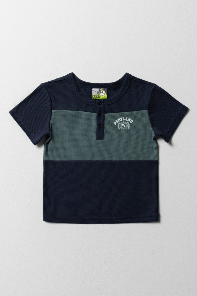 men's striped t-shirts -Colour Block T-Shirt Green And Navy