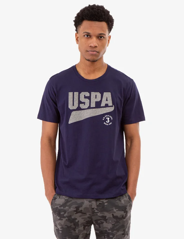 men's printed logo tees -CONTRAST HEATHER USPA GRAPHIC T-SHIRT