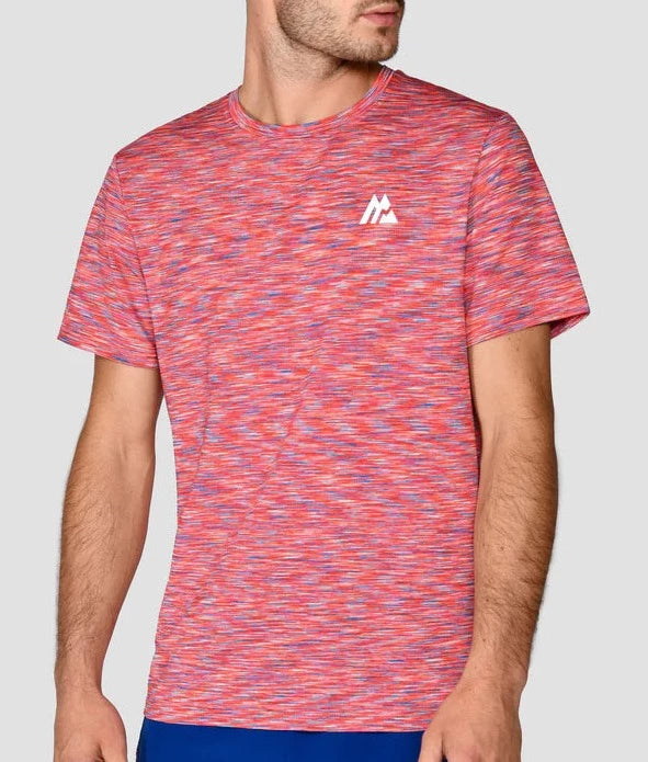 men's soft cotton blend tees -MONTIREX Trail 2.0 T-Shirt - Shocking Pink/Neon Blue Multi