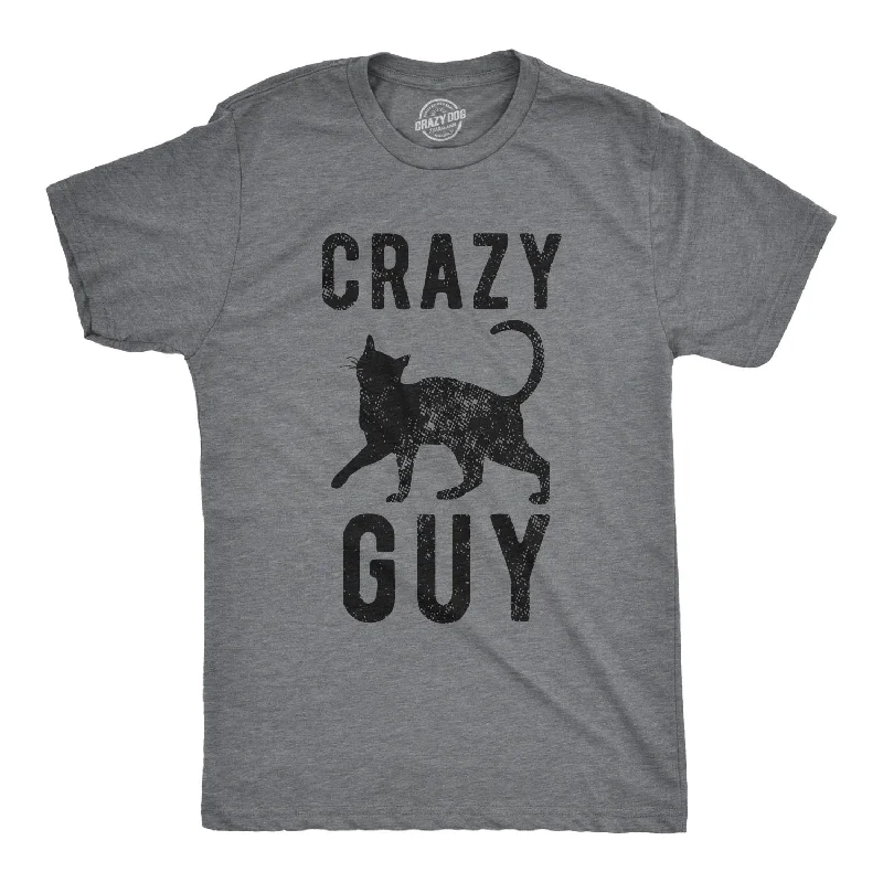 men's trendy t-shirts -Crazy Cat Guy Men's T Shirt