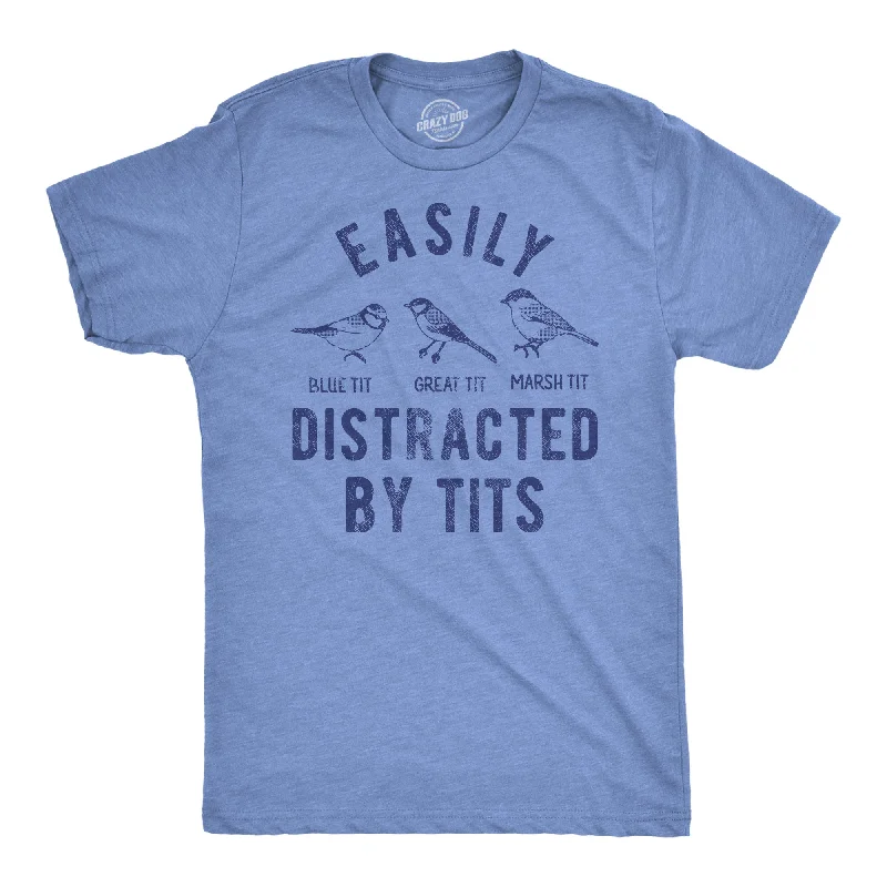 men's soft and breathable t-shirts -Easily Distracted By Tits Men's T Shirt