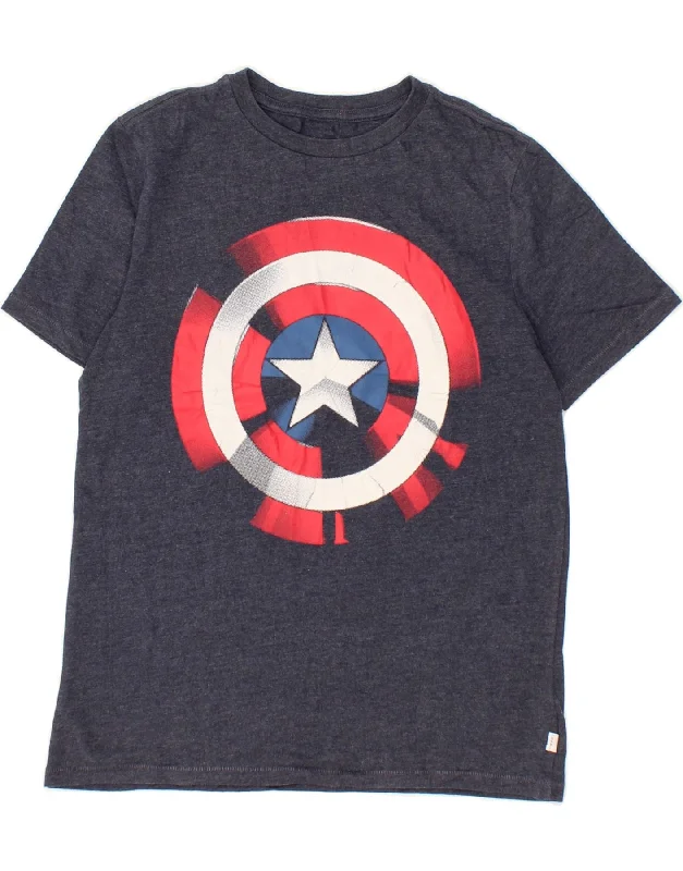 men's athletic graphic t-shirts -GAP Boys Marvel Graphic T-Shirt Top 11-12 Years XL Navy Blue Cotton