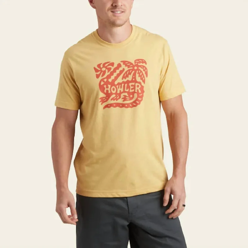 men's high-quality graphic t-shirts -Gator Palm T-Shirt In Rattan Heather