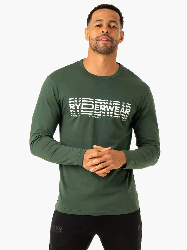 men's basic white t-shirts -Graphic Long Sleeve T-Shirt - Dark Green