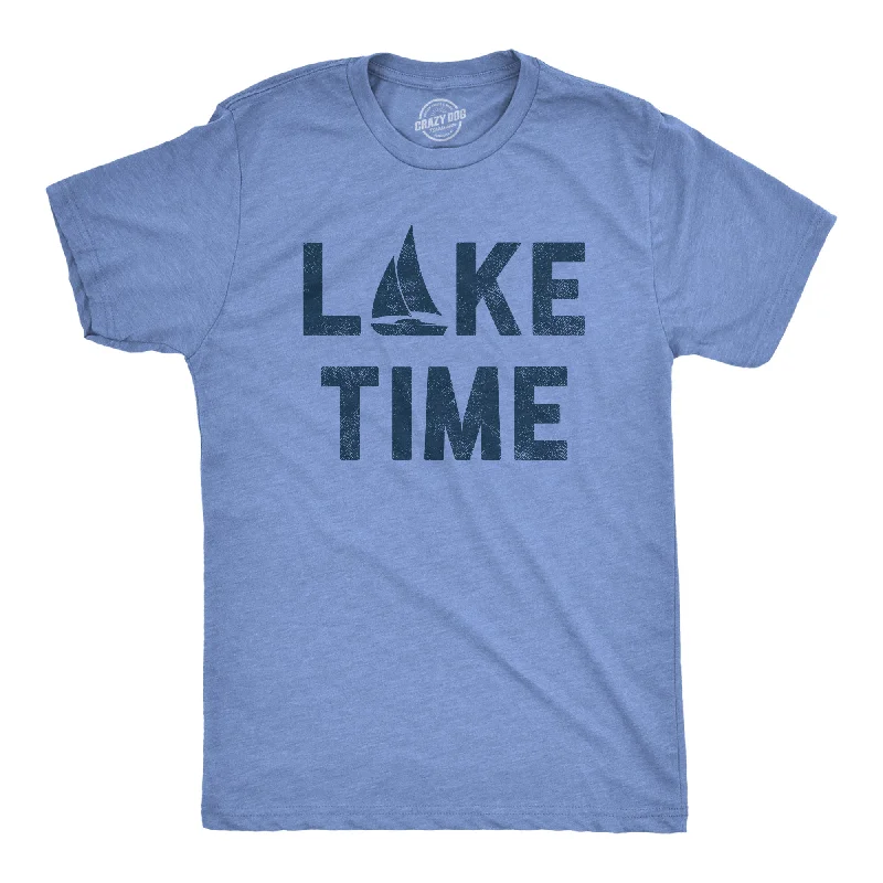 men's comfortable print tees -Lake Time Men's T Shirt