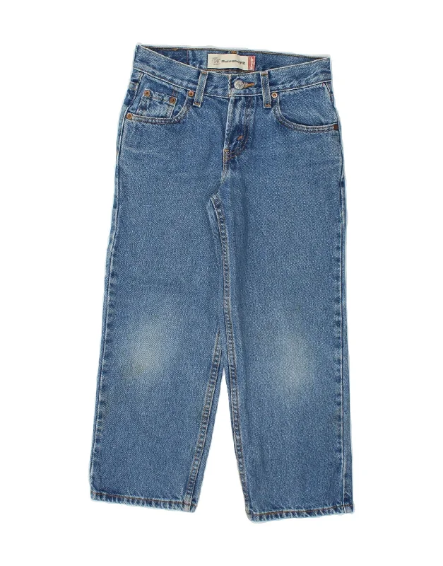 LEVI'S Boys 550 Relaxed Fit Straight Jeans 7-8 Years Blue Cotton