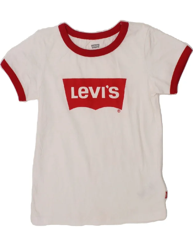 men's performance t-shirts -LEVI'S Boys Graphic T-Shirt Top 5-6 Years Medium White Cotton