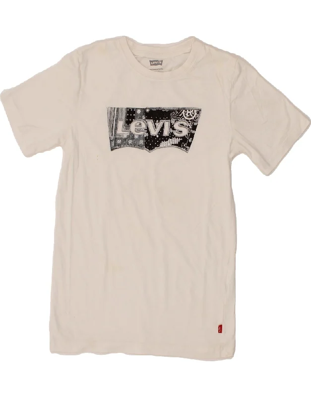 men's trendy t-shirts -LEVI'S Girls Graphic T-Shirt Top 12-13 Years Large White