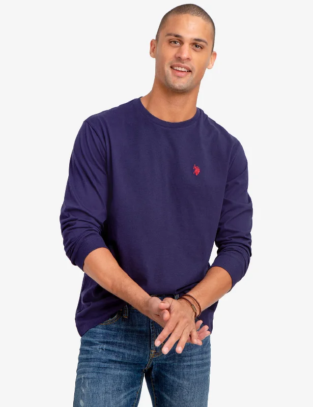 men's casual wear t-shirts -LONG SLEEVE SOLID T-SHIRT