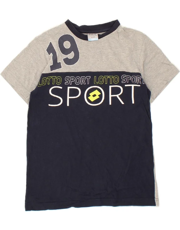 men's sporty t-shirts -LOTTO Boys Graphic T-Shirt Top 11-12 Years Grey Colourblock Cotton