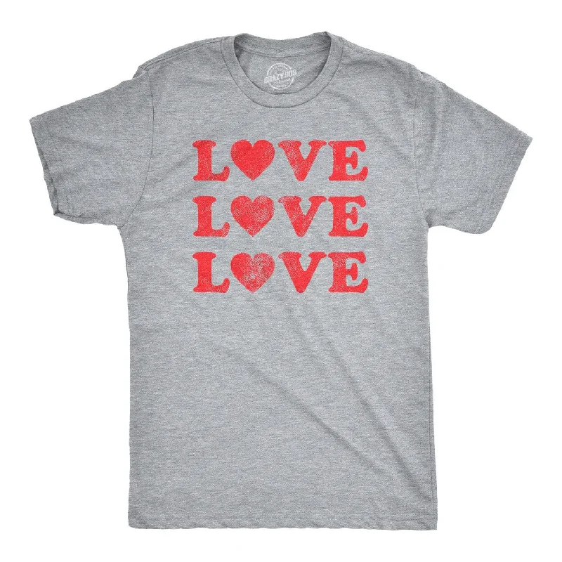 men's funny t-shirts -Love 3 Hearts Men's T Shirt