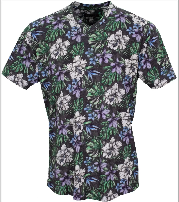 men's classic t-shirts -Maze Colorful Shirt In Floral Black