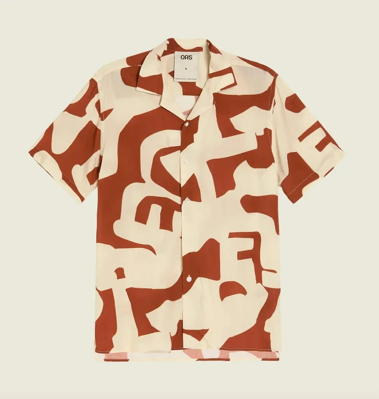 men's loose fit t-shirts -Men Viscose Shirt In Russet Puzzle