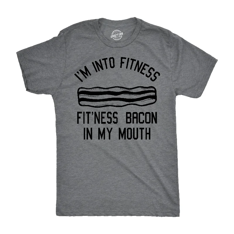 men's minimalist t-shirts -Fitness Bacon In My Mouth Men's T Shirt