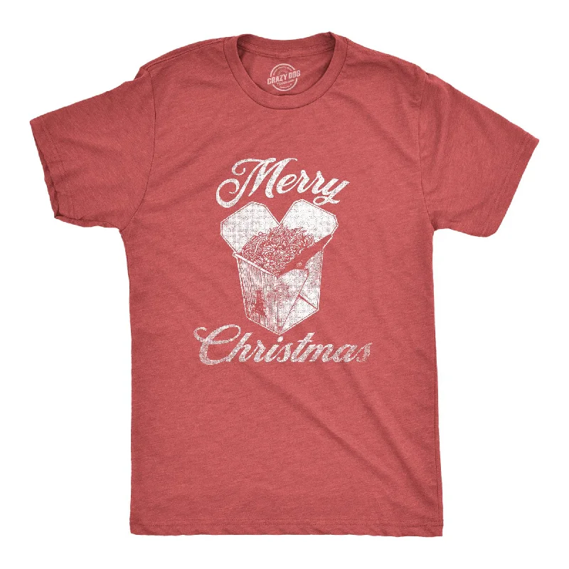 men's short sleeve t-shirts -Merry Christmas Takeout Men's T Shirt