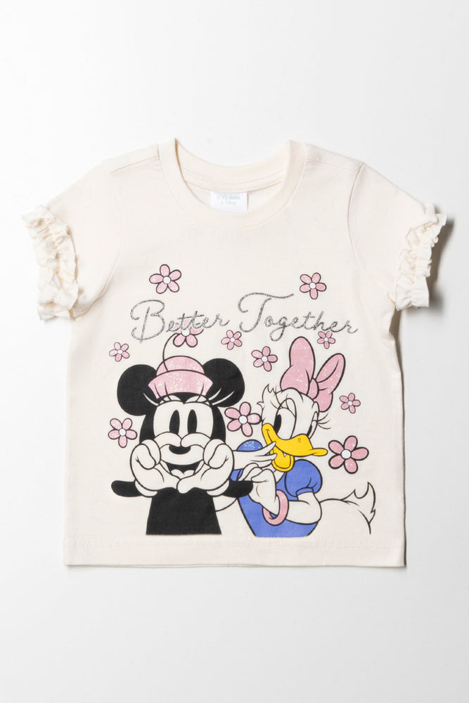 men's simple stylish t-shirts -Minnie & Daisy Pie Crust Sleeve T-Shirt Cream