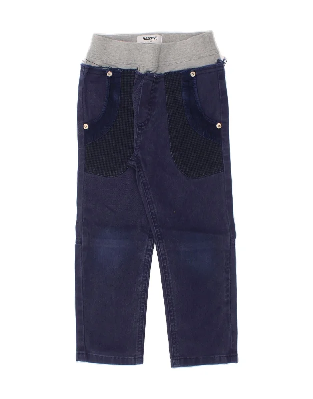 MOSCHINO Boys Straight Jeans 3-4 Years W20 L16 Navy Blue Cotton