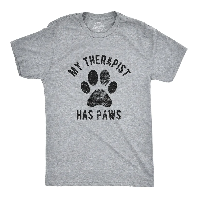 men's slim-fit graphic t-shirts -My Therapist Has Paws Men's T Shirt