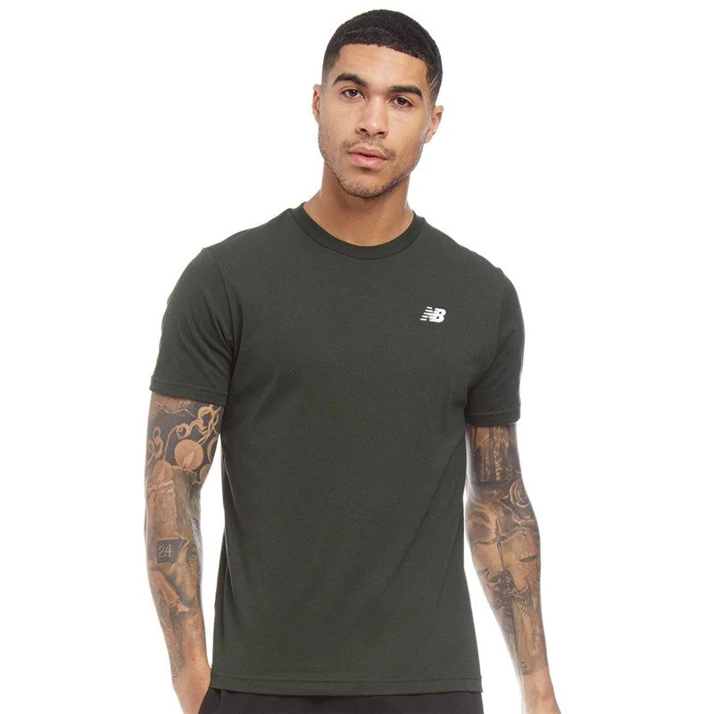 men's vintage graphic t-shirts -New Balance Logo Essential T-Shirt - Khaki Green