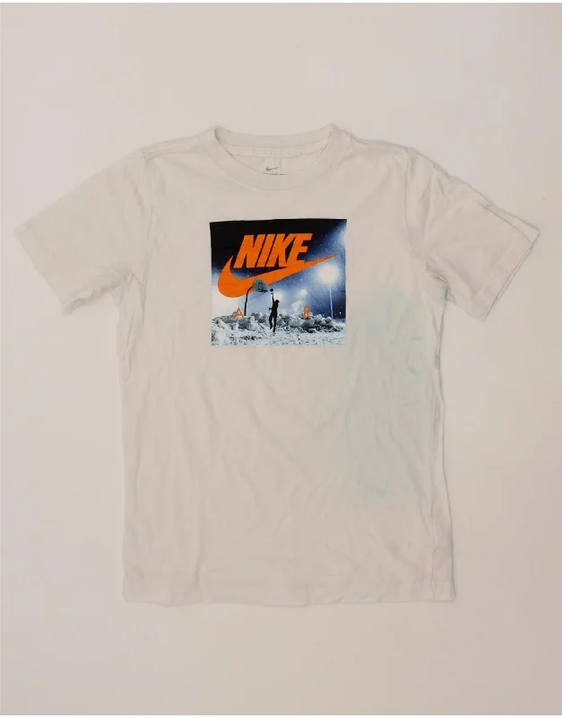 men's printed logo tees -NIKE Boys Graphic T-Shirt Top 12-13 Years Large  White Cotton