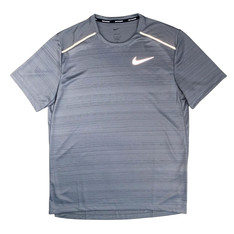 men's eco-friendly printed t-shirts -Nike Miler T-Shirt 1.0 - Grey