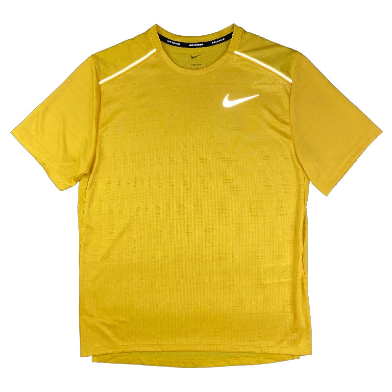 men's funny printed t-shirts -Nike Miler T-Shirt 1.0 - Sulphur Yellow