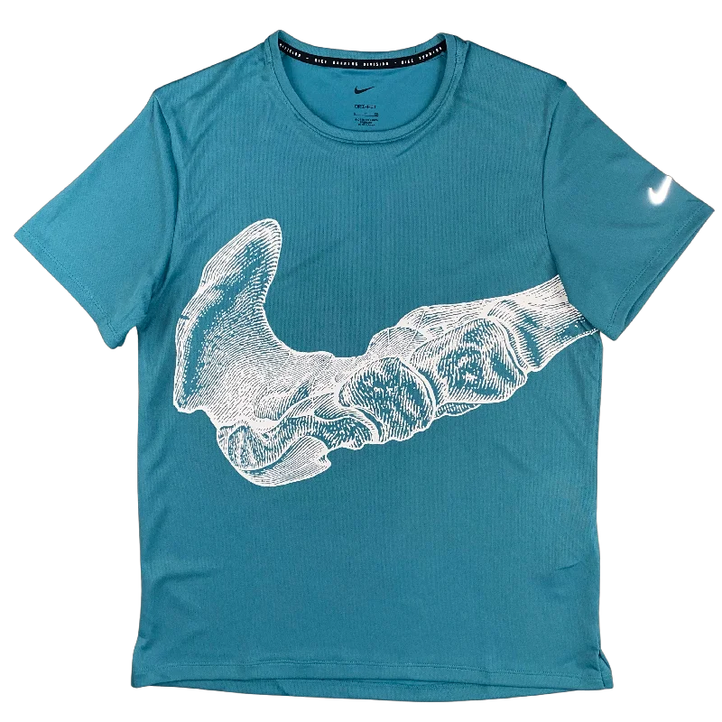 men's custom logo t-shirts -Nike Uv Run Division Miler T-Shirt - Teal